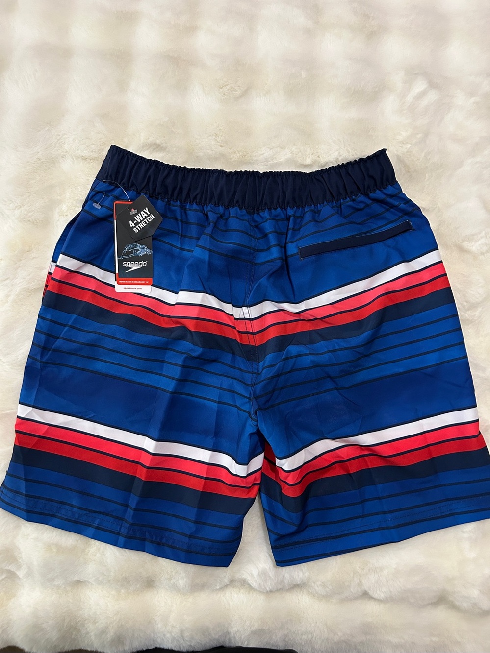 Speedo Blue, Red & White Striped Men's Swim Board Shorts Size M — image 2 of 8